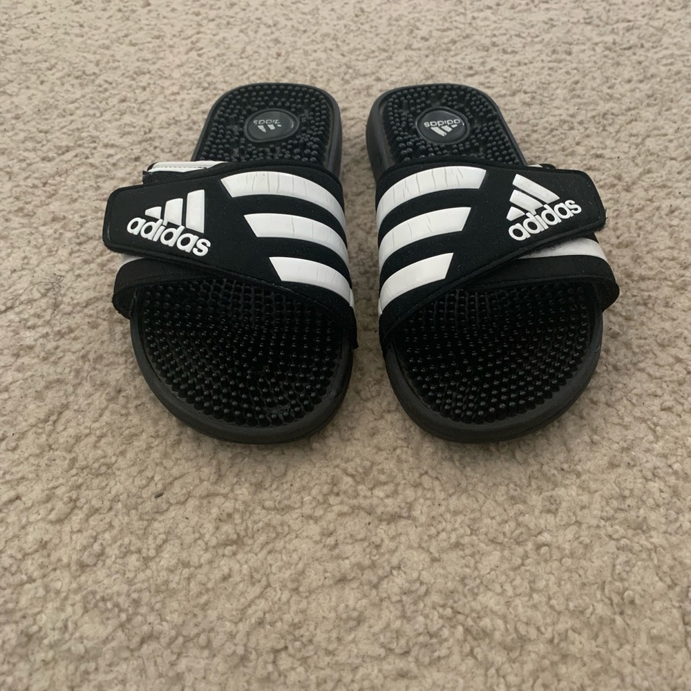 Adidas Black and White Slides